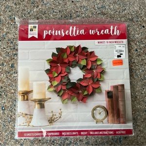 New DCWV 614733 Poinsettia Wreath Kit with lights Winter Holiday Decoration